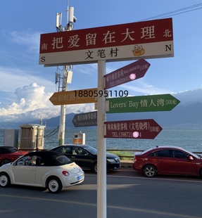 网红打卡指示牌标识牌路标我在很想你定制路名牌立柱牌子此生必驾