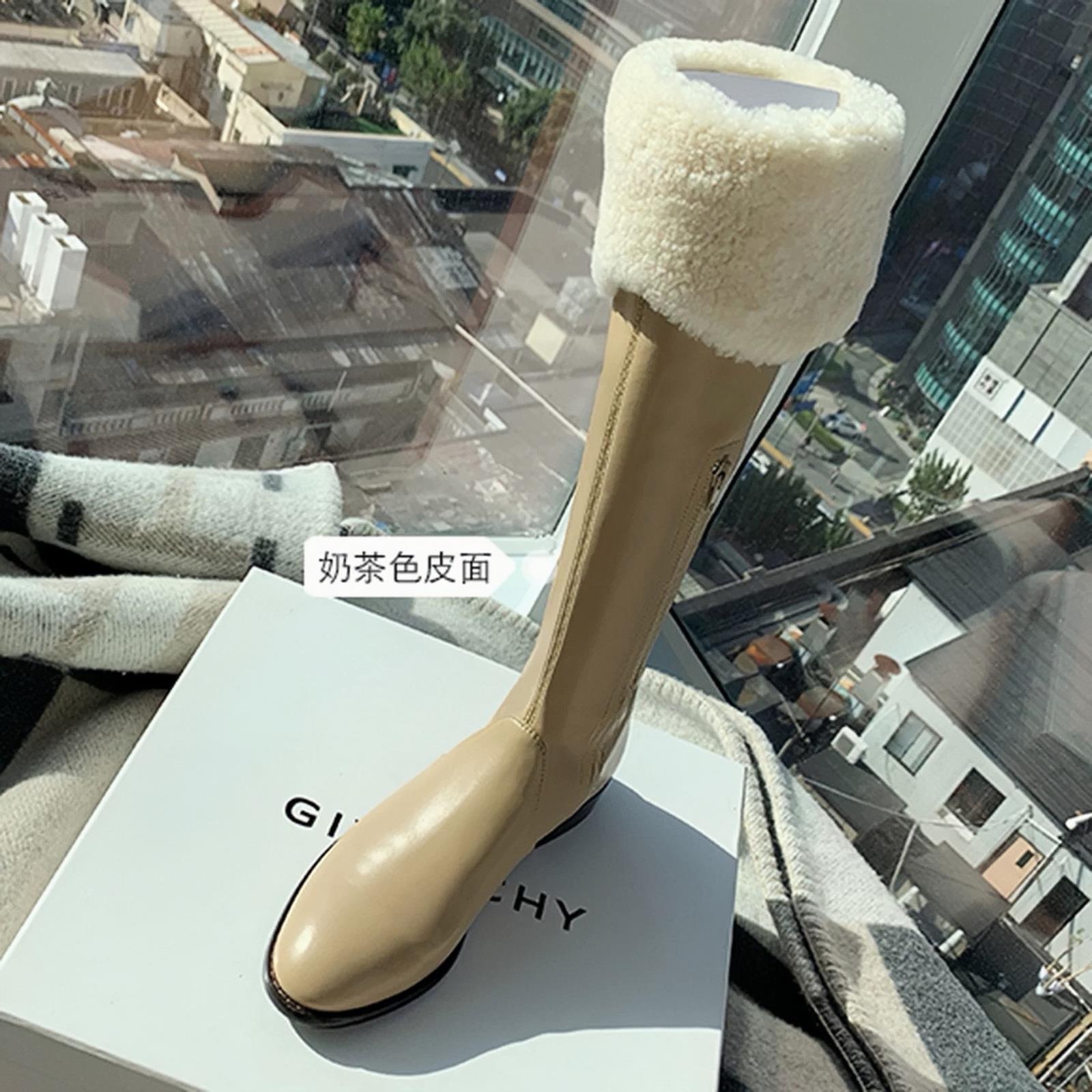 雪地靴~姐姐同款厚底长筒靴女冬季新款加绒羊羔毛骑士靴高筒长靴