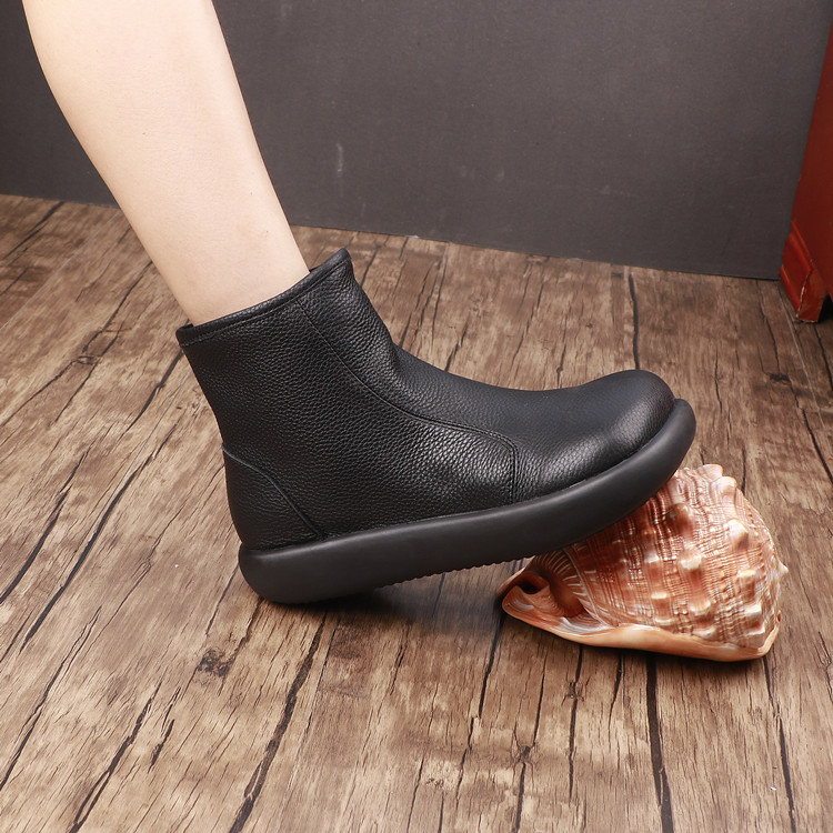 复古头层牛皮秋冬季新款厚底防水马丁靴女耐磨英伦中筒靴可跨境