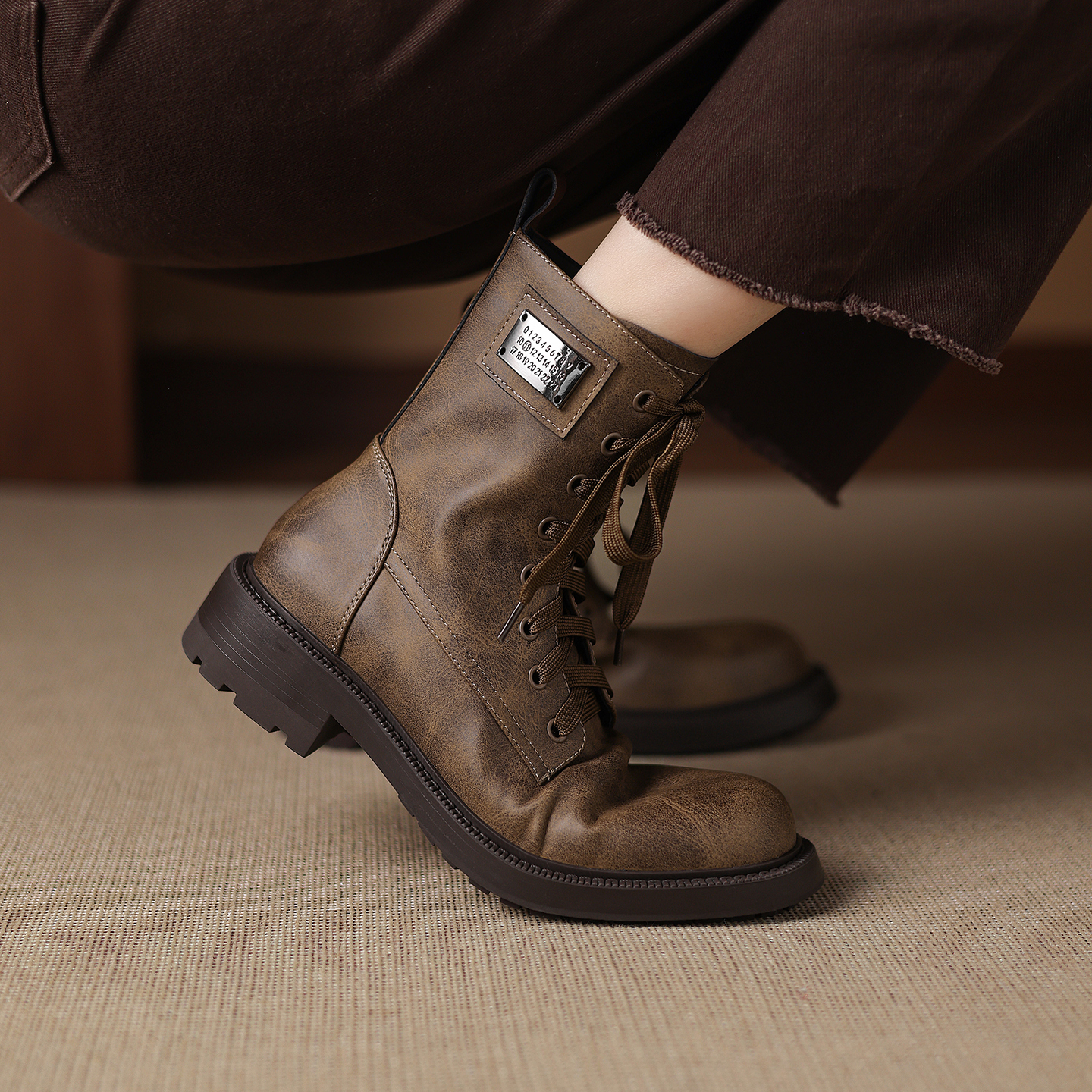 厚底马丁靴真皮英伦短靴42