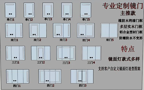 定制 卫生间浴室柜镜柜门 风水镜门 通顶镜门酒店工程镜门