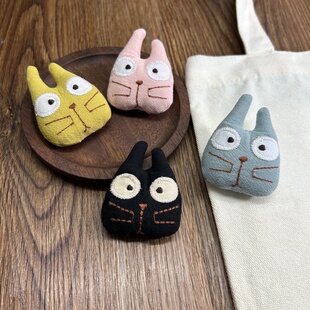 手工制作布艺童趣卡通可爱小猫咪充棉玩偶胸针别针服饰鞋帽配饰