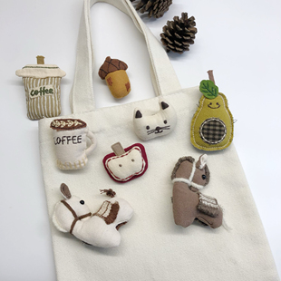 手工制作布艺松果苹果小马咖啡杯服饰包包帽子搭配胸针别针装饰