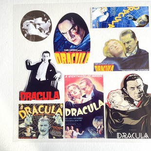 奇怪猫经典吸血鬼老电影德古拉行李箱MacBook滑板手帐装饰贴纸