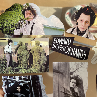 奇怪猫约翰尼德普剪刀手爱德华哥特电影谷子手帐咕卡吧唧装饰贴纸