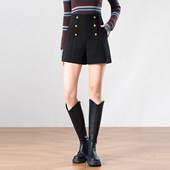 外穿靴裤 收腰显瘦小个子西装 新款 双排扣A字阔腿裤 短裤 女2026春季