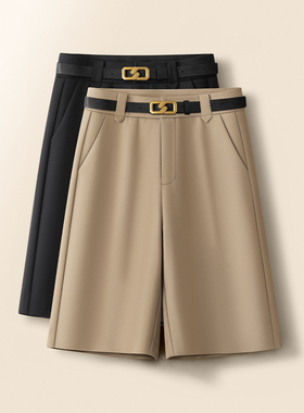 爆款气质灰色西装通勤短裤女春季2026新款宽松休闲直筒五分裤西裤