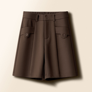 高腰显瘦阔腿裤 外穿a字靴裤 女秋冬2025新款 设计感毛呢休闲五分裤