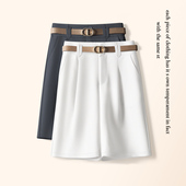 通勤直筒中裤 A字五分裤 夏季 2025新款 大码 热裤 薄款 高腰显瘦西装 女