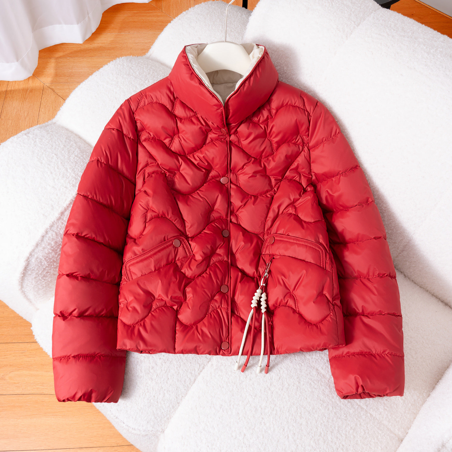 红色短款轻薄羽绒棉服女冬季2025新款立领保暖加厚棉衣小个子外套,女装/女士精品,棉衣/棉服,淘宝优惠券,粉丝福利购,淘宝优惠卷
