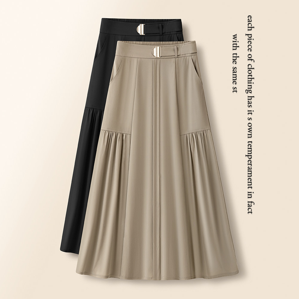 赫本风速干梨形身材半身裙女夏季2025新款中长款A字百褶大摆伞裙,女装/女士精品,大码半身裙,淘宝优惠券,粉丝福利购,淘宝优惠卷