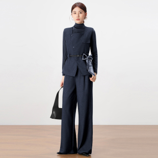 阔腿裤 气质通勤时尚 马甲打底衫 女2026春秋新款 显瘦三件套穿搭 套装