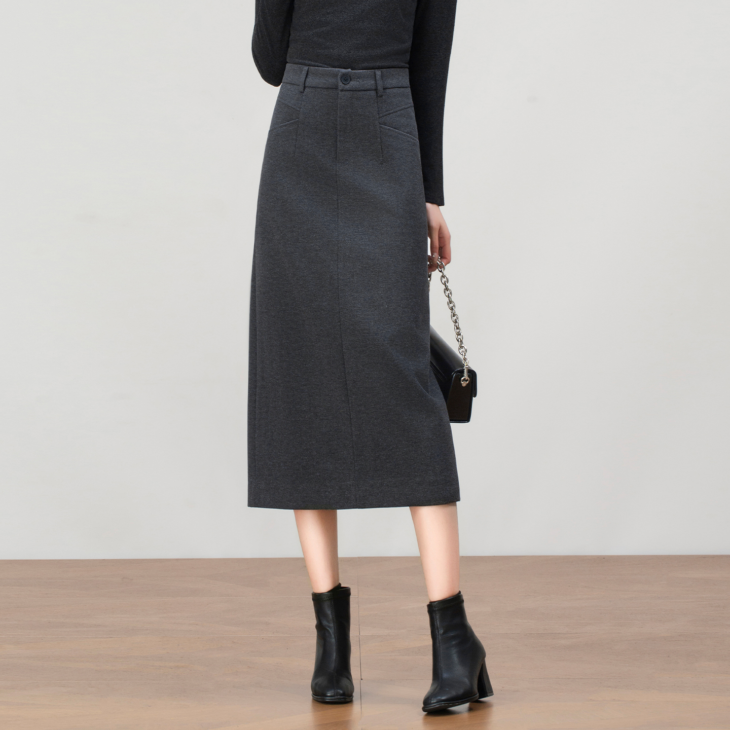 高级感毛呢包臀半身裙女冬季2025年新款高腰气质中长款直筒一步裙