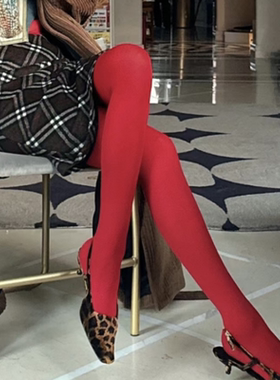 huiFeng同款莫兰迪隐约的诱惑无比推荐显瘦薄款打底新年红丝袜