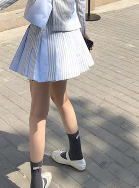 早秋学院女孩*TB织带后侧蝴蝶结脚底字母中筒袜THE HANDLE同款