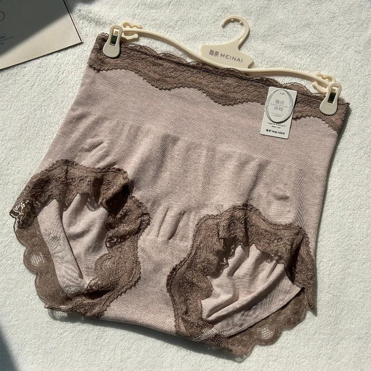 微压高腰收腹提臀蕾丝边三角内裤