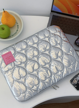 刺绣少女心衍缝加棉爱心适用苹果华为小米保护13寸电脑包ipadpro11寸平板内胆包14-15寸笔记本收纳包手拿包