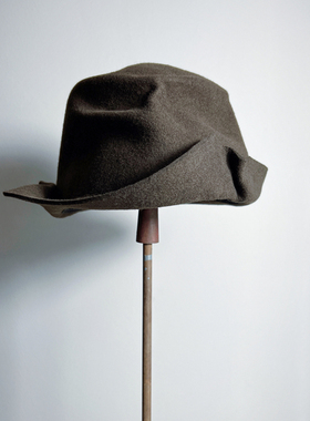 禾创社正品小众设计款羊毛呢手工礼帽女士秋冬保暖帽子造型毛毡帽