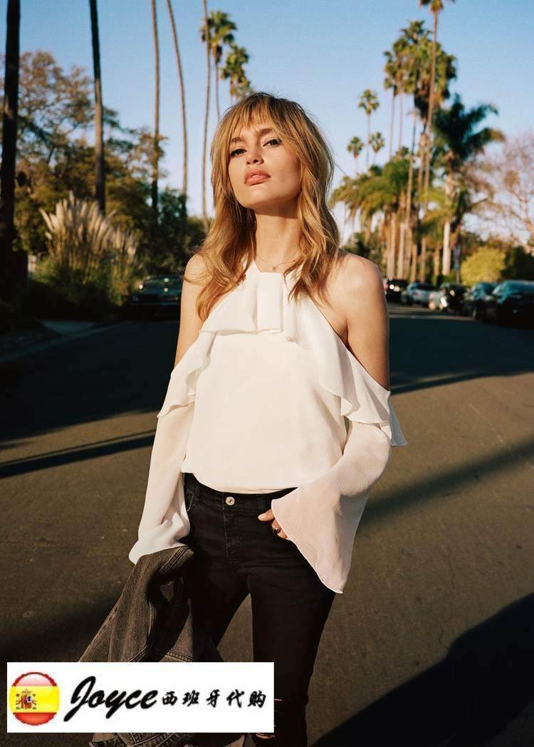 国现 西班牙代购 MANGO 女士荷叶边叠层露肩长袖衬衫 81017604|msdalam kategori Butik wanita / wanita, shirt - dari Buy2taobao.com untuk memberikan perkhidmatan ejen Taobao profesional membeli