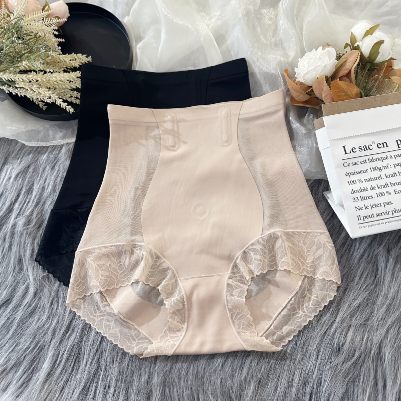 高腰网纱微压收腹塑形提臀裤夏季薄款女美体束腰蚕丝裆抑菌内裤