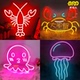 小龙虾广告牌捞汁海鲜大闸蟹鱿鱼发光灯牌装 饰led霓虹灯