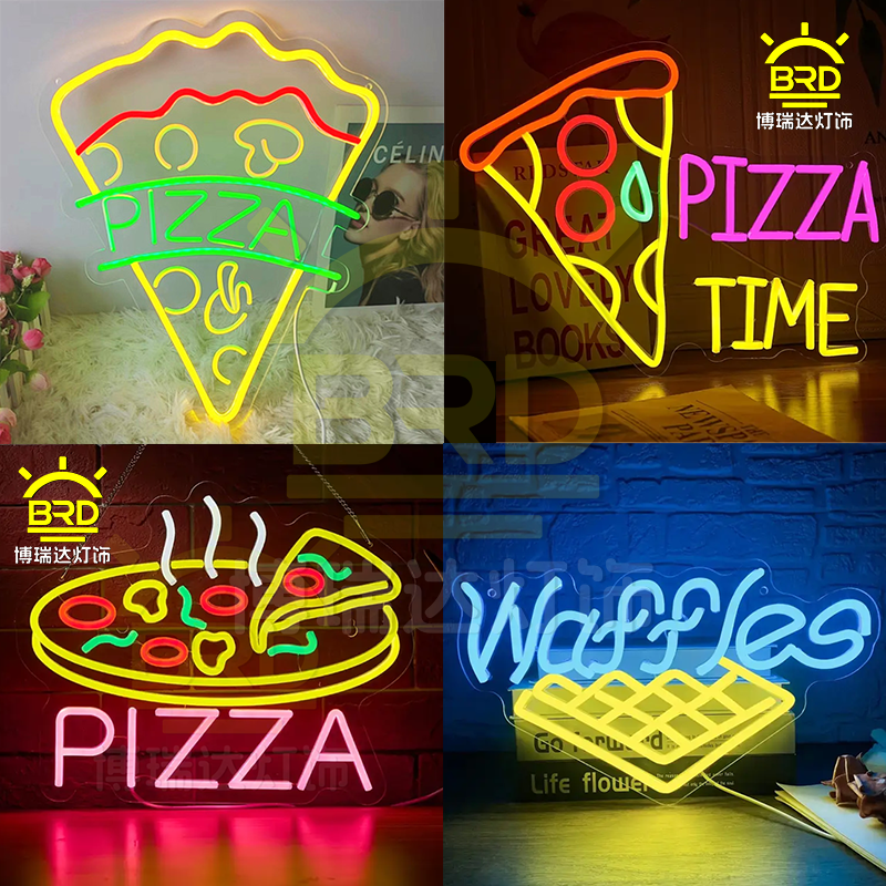 led披萨霓虹灯装饰灯可插充电宝