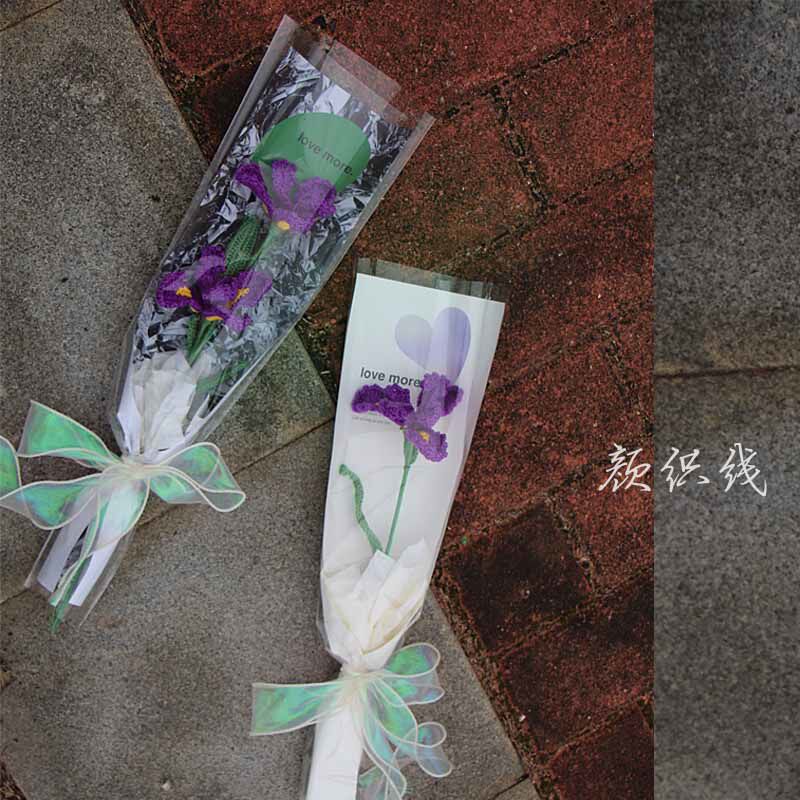 钩针毛线花束蓝紫色鸢尾花成品送男友闺蜜创意礼物