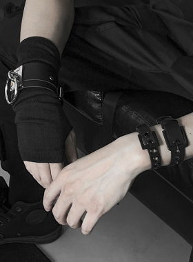 颓废元素原创朋克雅痞Y2K袖套亚比露指黑色山本风手套忍者COS演出