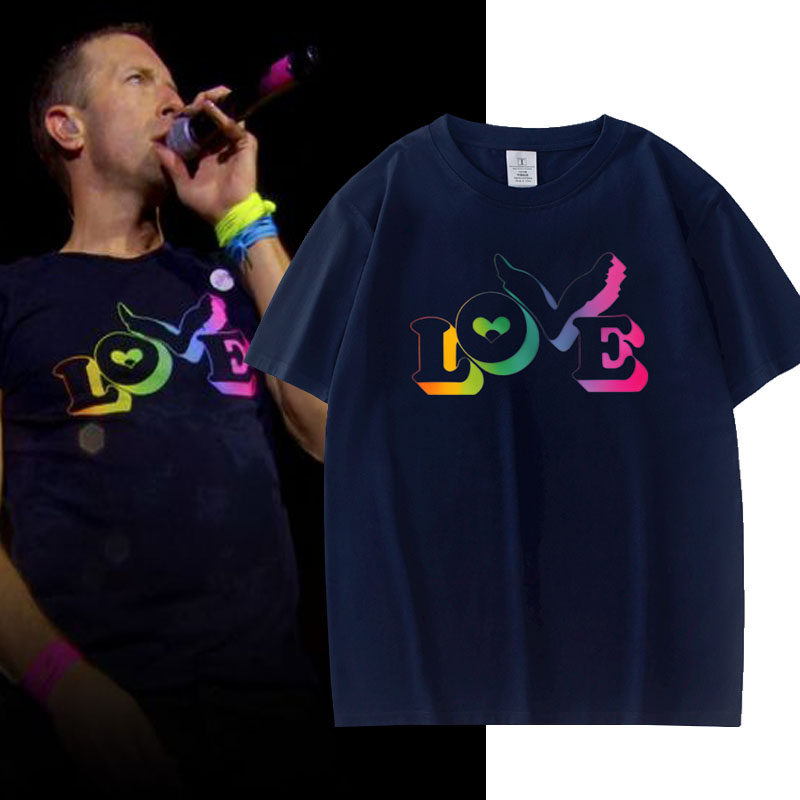 COLDPLAY酷玩乐队美式短袖T恤女装LOVE翅膀印花宽松复古Vintage男图片