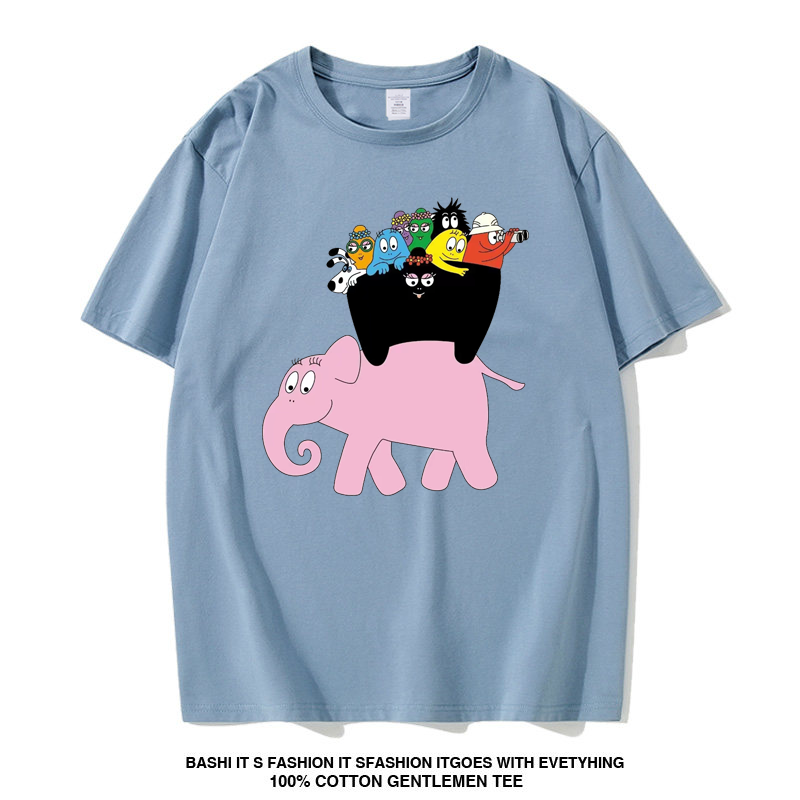 Barbapapa巴巴爸爸动画图案周边纯棉男女情侣夏季上衣短袖T恤童装