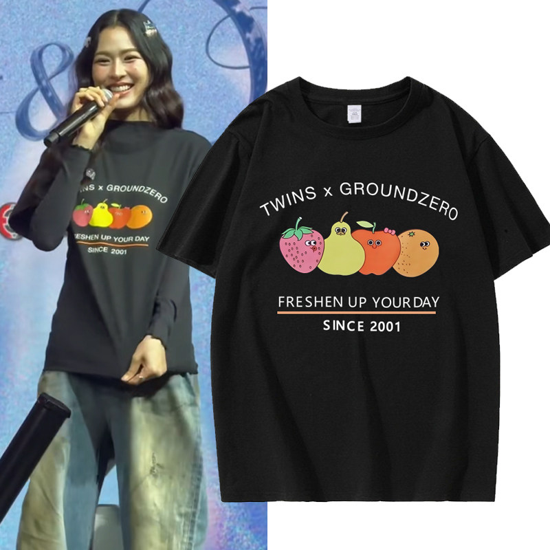 twins周边短袖t恤女lingorm邝玲玲应援服阿SA士多啤梨苹果橙同款