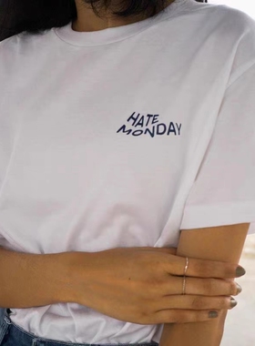 hate monday短袖t恤女夏季ins简约个性字母好东西宋佳同款半袖男