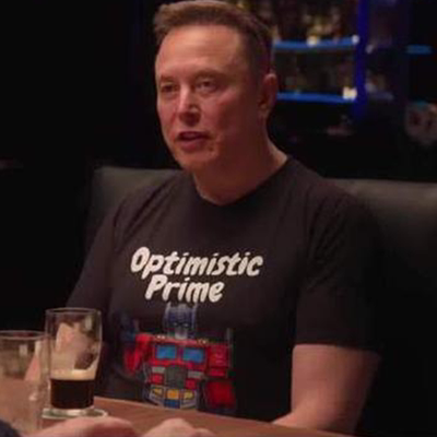 马斯克新采访同款变形金刚擎天柱机器人Optimistic Prime短袖T恤