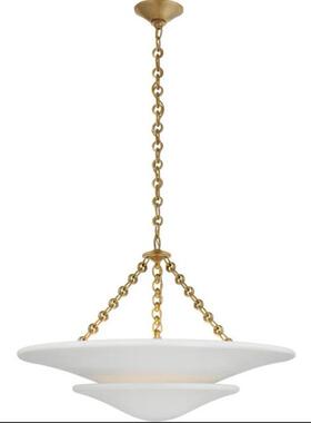 法式客厅石膏全铜吊灯设计师复古别墅餐厅卧室侘寂风圆盘灯