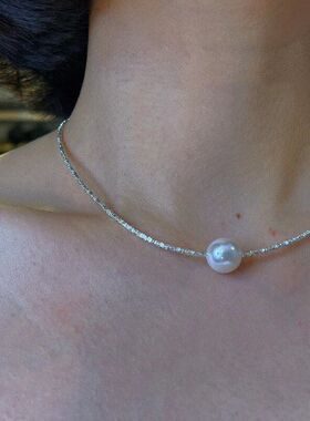 项链银子实拍珠银碎12m925锁骨