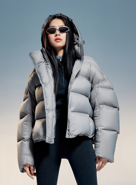 2025波家柜上同款女短款新国标90%白鸭绒连帽修身泡芙羽绒服外套