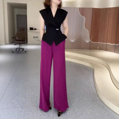 今年流行特惠25561大爱美依缘2025夏季新款御姐风黑色马甲上衣