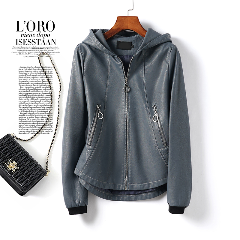 今年流行特惠海宁皮夹克女短款连帽休闲百搭小个子绵羊皮外套