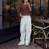 今年流行特惠24653大爱美依缘2025早秋新款 套头简约T恤高腰 韩版