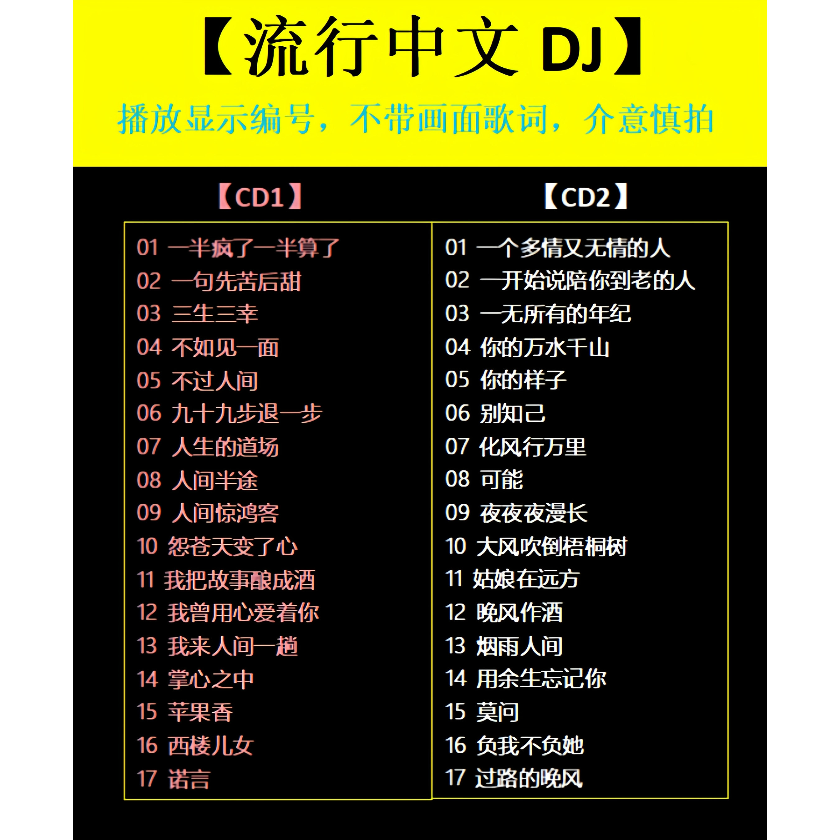 【中文流行DJ 】2张CD光盘碟片 抖音热歌DJ版 WAV无损音质A1802