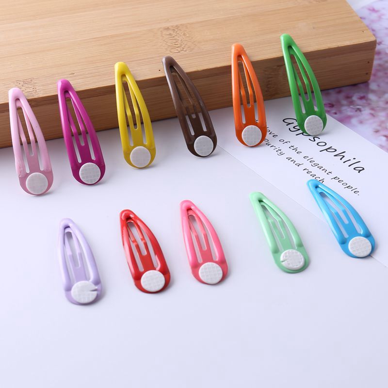 手工DIY儿童发夹水滴5cm带托片bb发夹糖果色滴油BB夹子底托夹材料