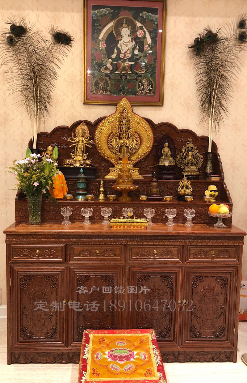 藏式佛龛密宗 多层佛龛佛柜供台佛台 三层供台 佛堂设计定做带门