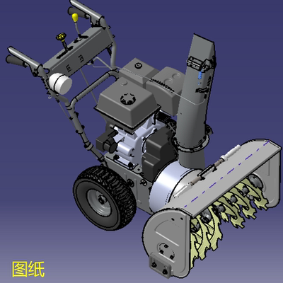 除雪机吹雪机3D三维几何数模型手推自动扫雪机stp图纸道路清扫