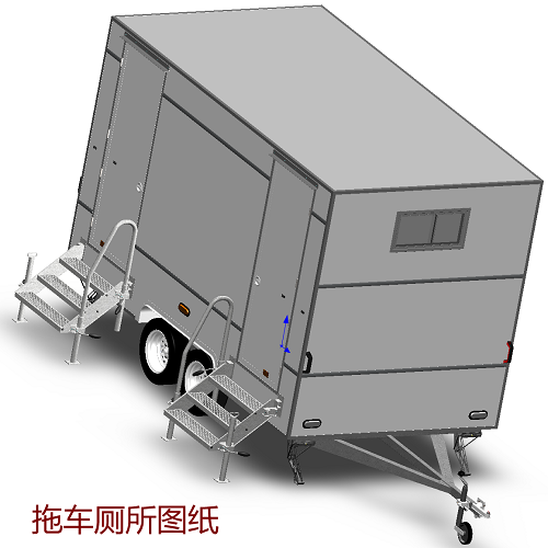 拖挂式双门房车拖车厢底盘3D三维几何数模型stp图纸移动板房结构