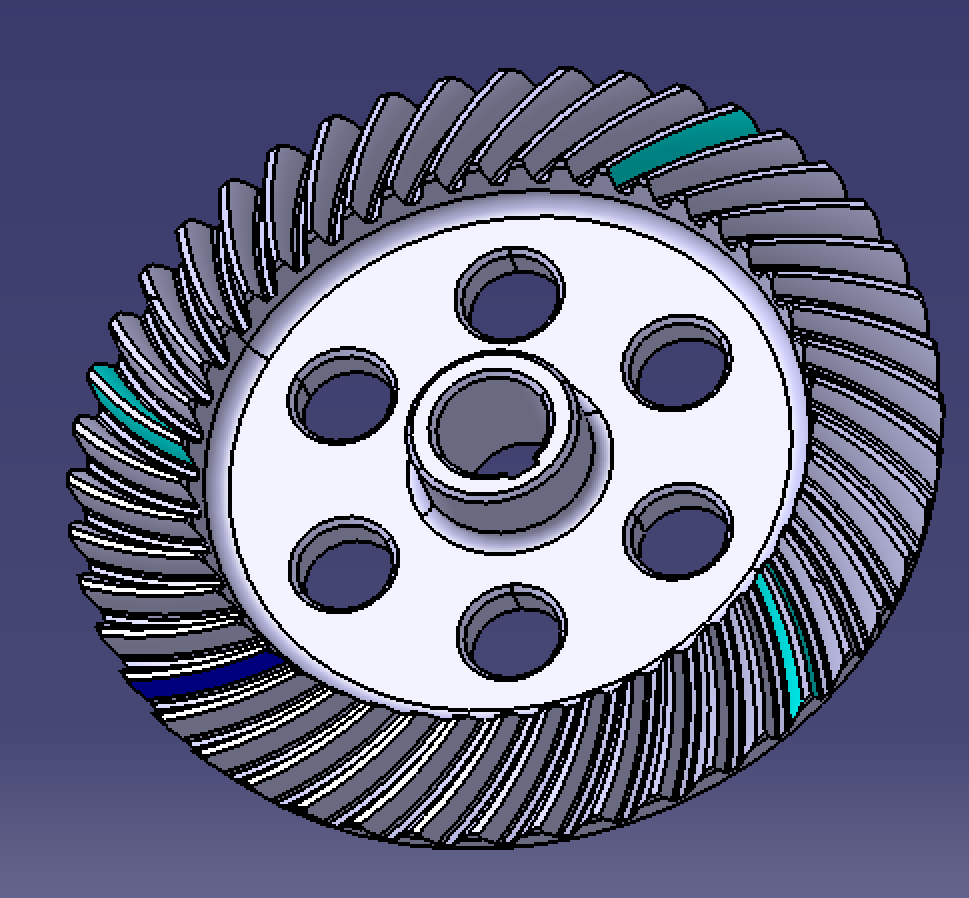 27cm渐开线弧螺旋锥齿轮catia含参3d三维几何数模型stp图可编辑