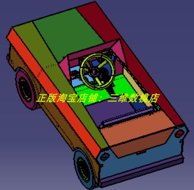 脚蹬人力四轮婴儿童车 自行小汽车轿车详细结构 3D三维几何数模型