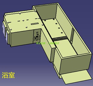浴室盥洗室司3D三维几何数模型镜子座椅子洗手台浴池泳池stp房屋