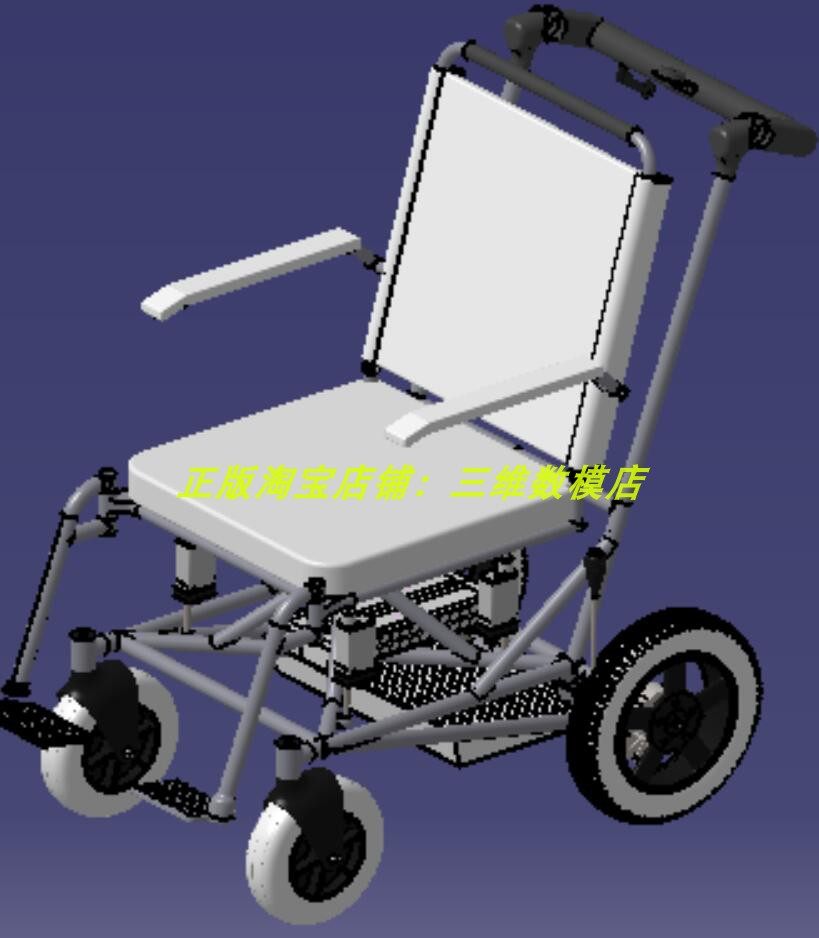 电动四轮椅子 制动电动机驱动 轮椅 外观总成 3D三维几何模型建模