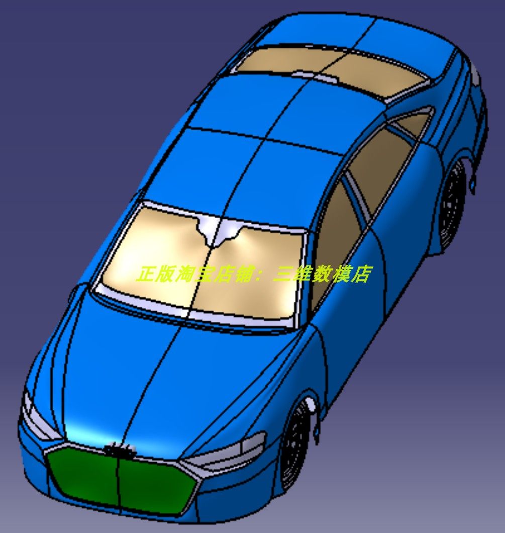 奥迪A8L轿车汽车身外观曲面 Catia自由曲面 三维模型几何数模建模