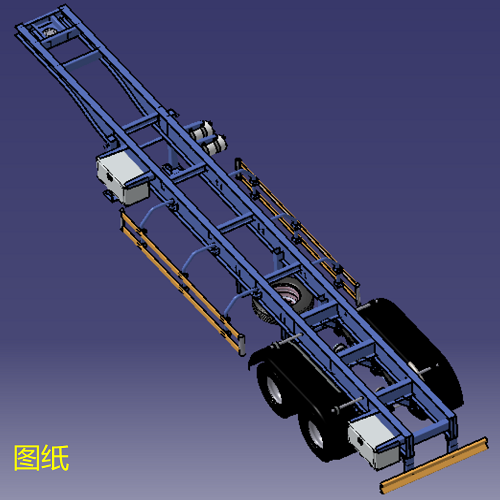 12米半挂车架后八轮胎汽车底盘三维几何数模型钢板弹簧悬架气刹车 农机/农具/农膜 林业机械 原图主图